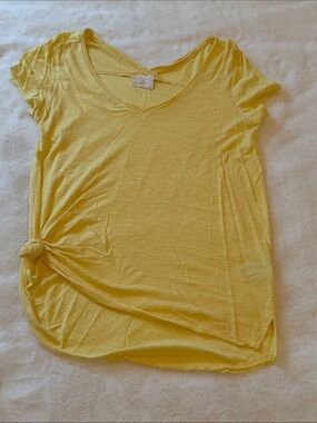 T.La Yellow Short Sleeve Knot-Detail Tee
